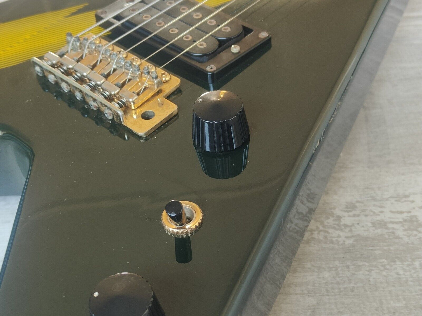 1983 Aria Pro II Japan XX Deluxe Flying V (Black/Gold)