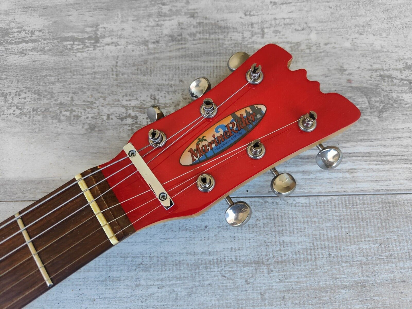 Marine Rider Japan Mini Mosrite Travel Guitar (Capri Orange)