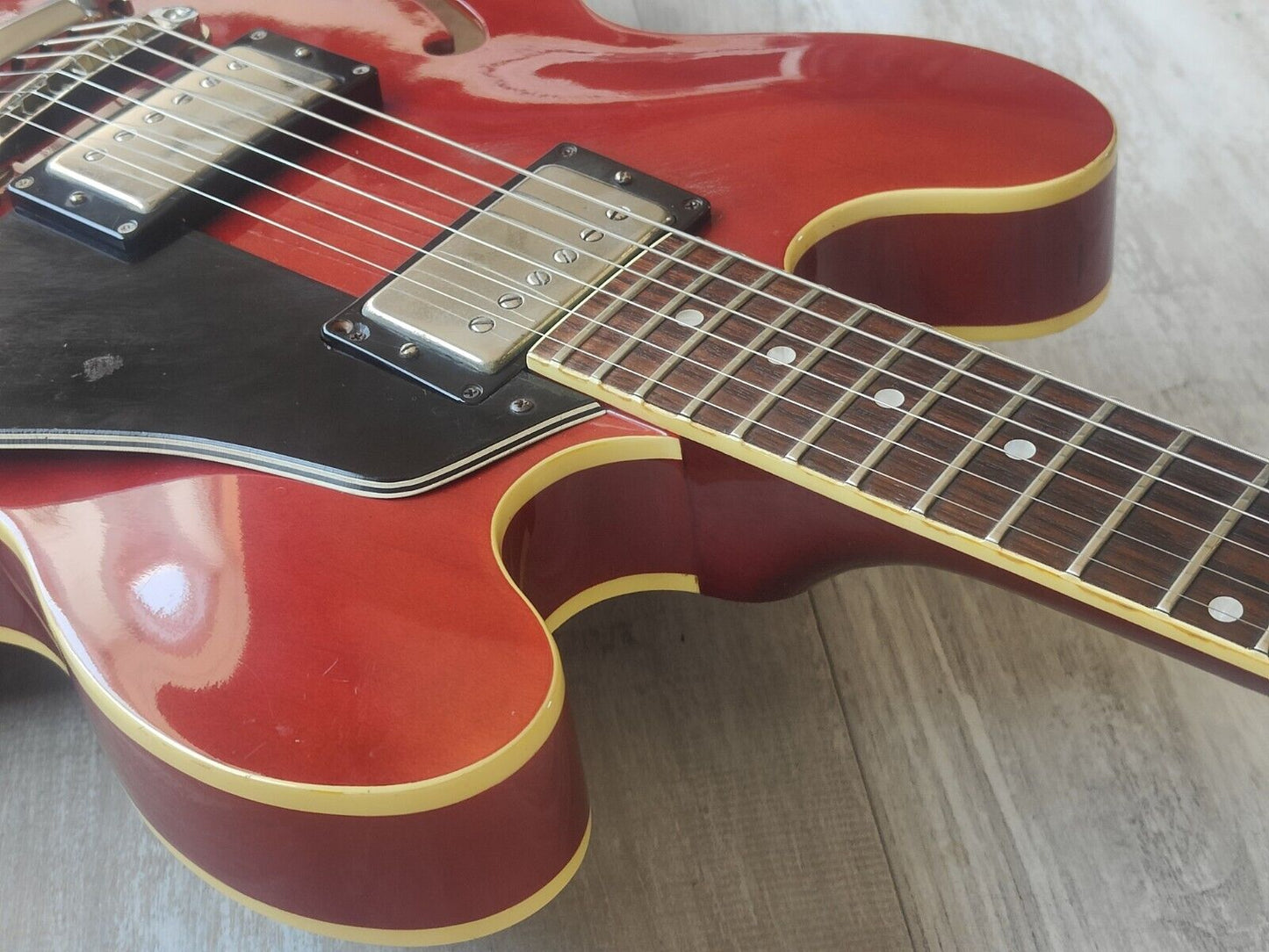 1988 Burny Japan RSA-70 Semi Hollowbody Electric Guitar (Cherry Red)