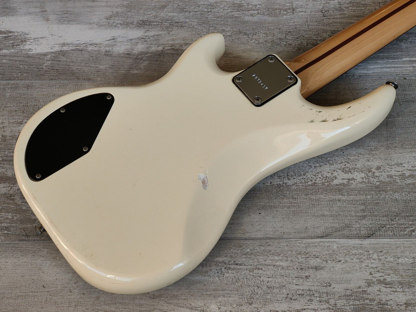 1987 Greco AMB-42 Atomic Series Medium Scale Electric Bass Guitar (White)